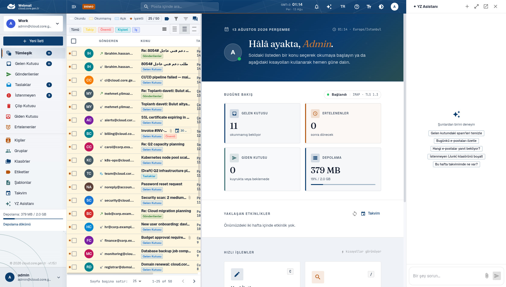 cloud.core.gen.tr Webmail — unified inbox with the AI assistant